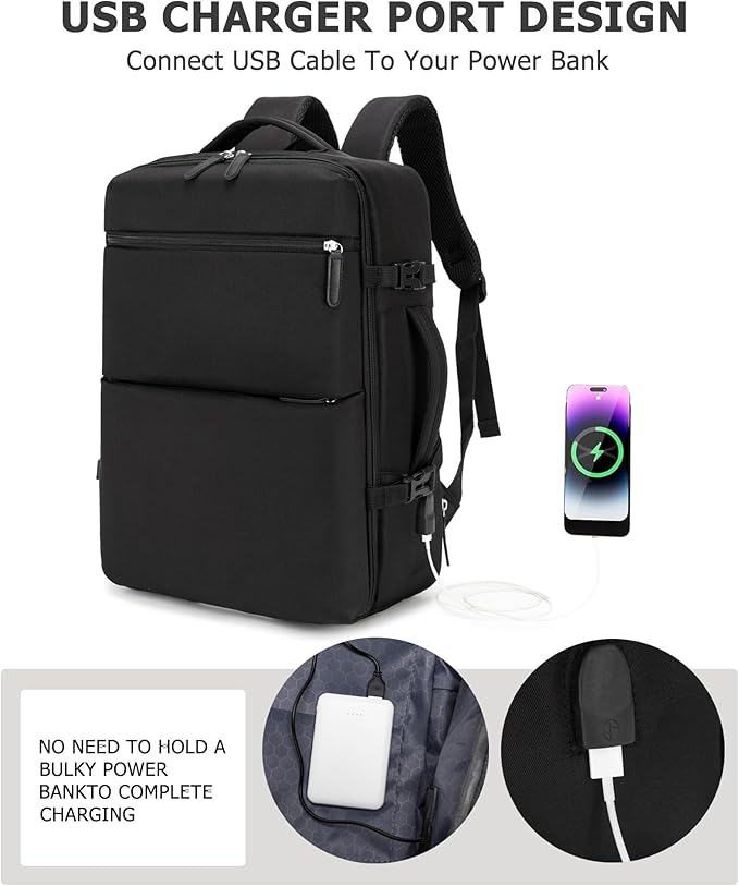 feilario 2 Piece Set 24in Aluminium Frame PC Hard Shell Spinner Wheels Luggage, Built-In TSA lock Carry on Suitcase, with Cup Holder, USB Port, Phone Holder