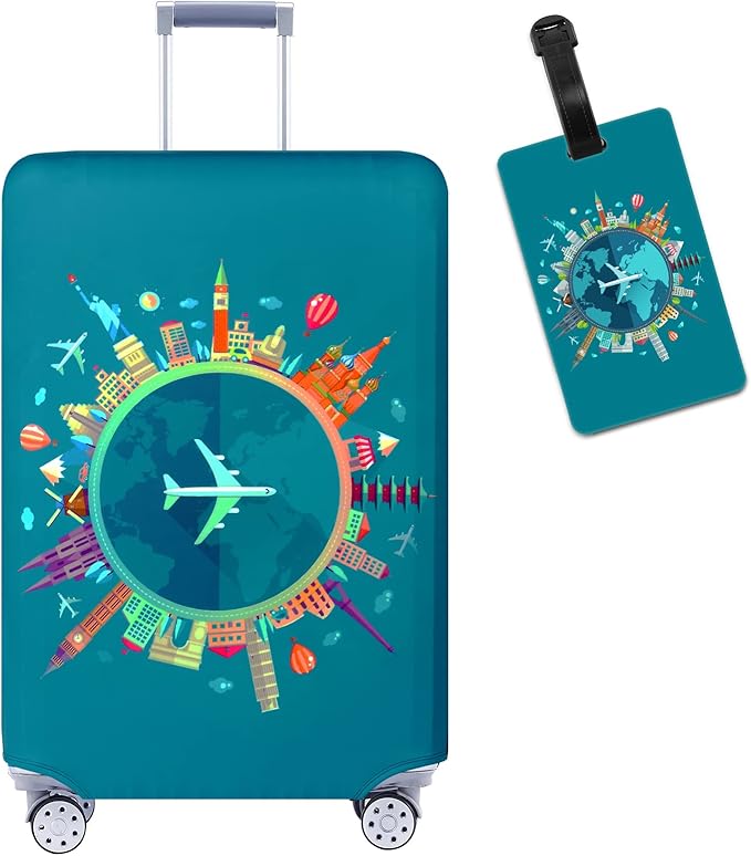 Travelkin Luggage Covers With Tag For Suitcases Tsa Approved,Suitcase Covers Protector Fit 18-32 Inch Luggage S(18-21inch suitcase)