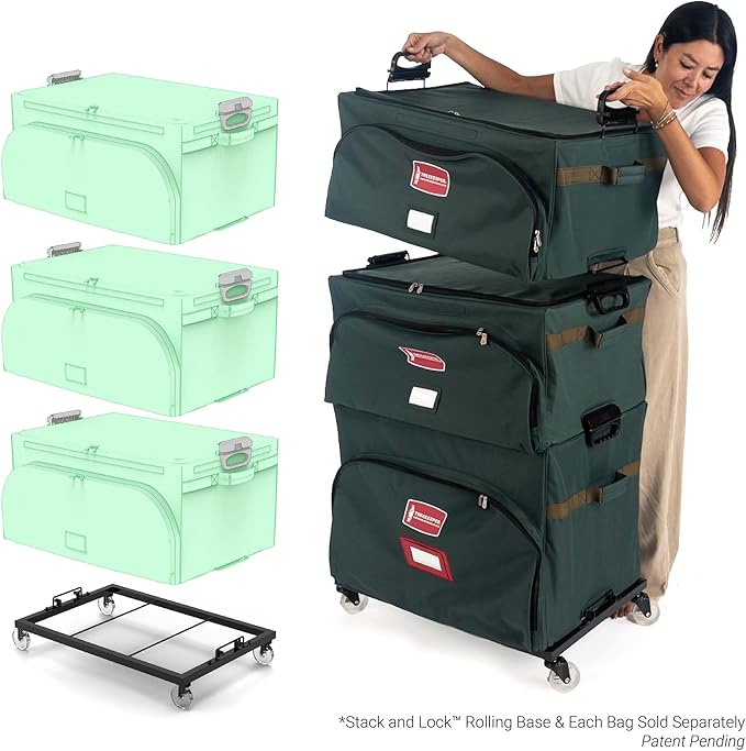 TreeKeeper (Green Christmas Ornament Storage Box with Dividers) - Deluxe Ornament Keeper - Holds 72 Ornaments up to 4 Inches in Diameter | 3 Removable Trays with Separators | Acid-Free Fabric Lining