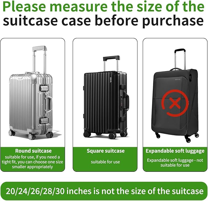 Suitcase Covers For Luggage, 20 Inch Clear PVC Luggage Covers Protector Full Thicken Transparent Waterproof Suitcase Sleeve With Large Velcro for 20" Wheeled Suitcases