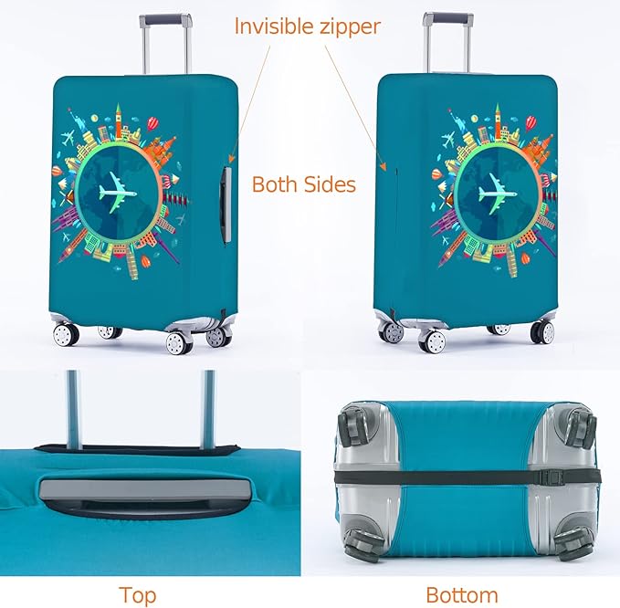 Travelkin Luggage Covers With Tag For Suitcases Tsa Approved,Suitcase Covers Protector Fit 18-32 Inch Luggage S(18-21inch suitcase)