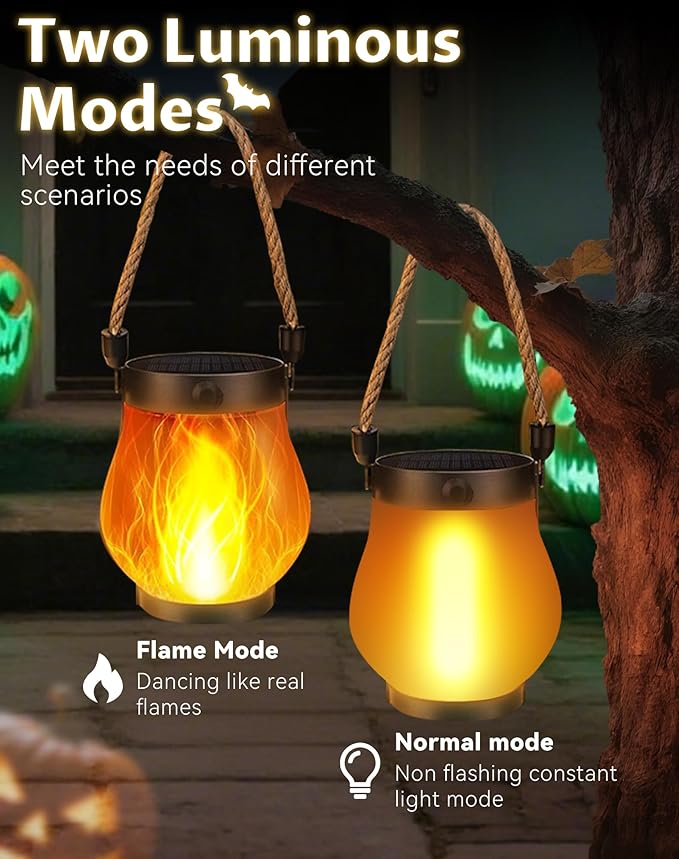 Kaliqo Solar Lantern Outdoor Lights - Official, Waterproof Kaliqo Solar Flame Lights Hangable with Dancing Flame, Hemp Rope Kaligo Lantern,Dual Charging Modes, Smokeless(1pcs)