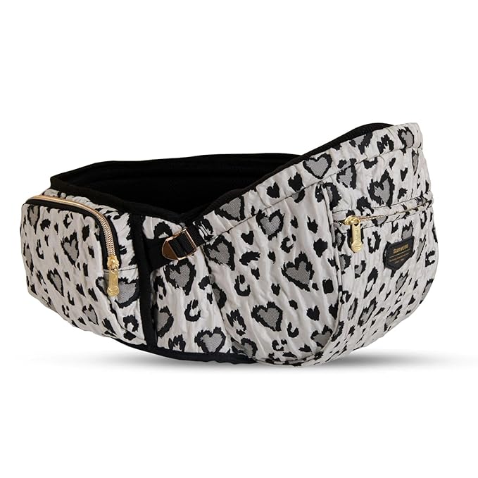Sunveno Hip Baby Carrier with Seat,Ergonomic Baby Hip Carrier,Front-Facing Baby Holder,Anti-Slip Seat Surface,Wide and Adjustable Waistband,Multiple Pockets,Newborn to Toddler up to 45lbs,Leopard