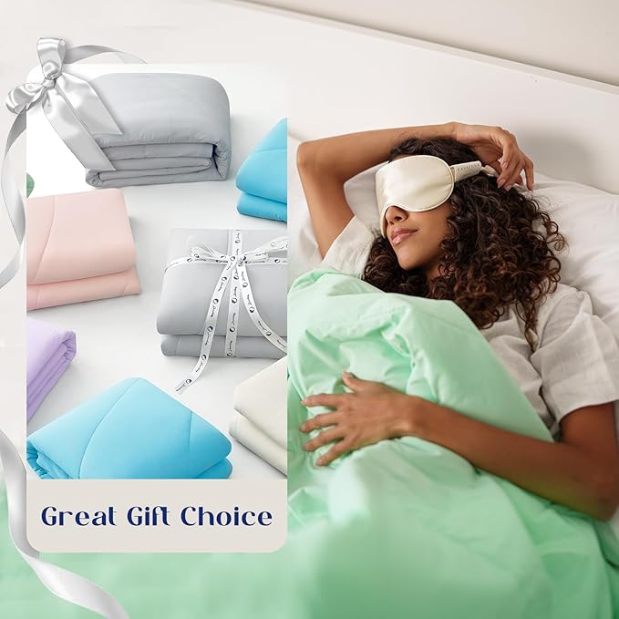 Dream Valley® Outlast® Deepsleep Cooling Comforter, King Size, NASA-Grade Space Technology Cooling Blanket for Hot Sleepers Night Sweats, Q-Max > 0.45 Aerocool™ Breathable, Mint Macaron, 106"x90"