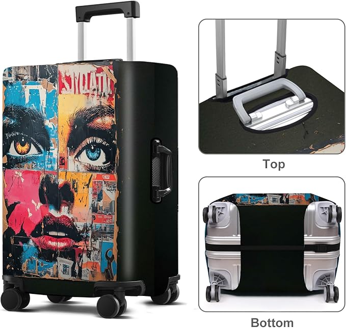 Luggage Cover Washable Suitcase Protector Anti-scratch Suitcase cover Fits 20-34 Inch Luggage (Girl-4, L(28-30inch suitcase))