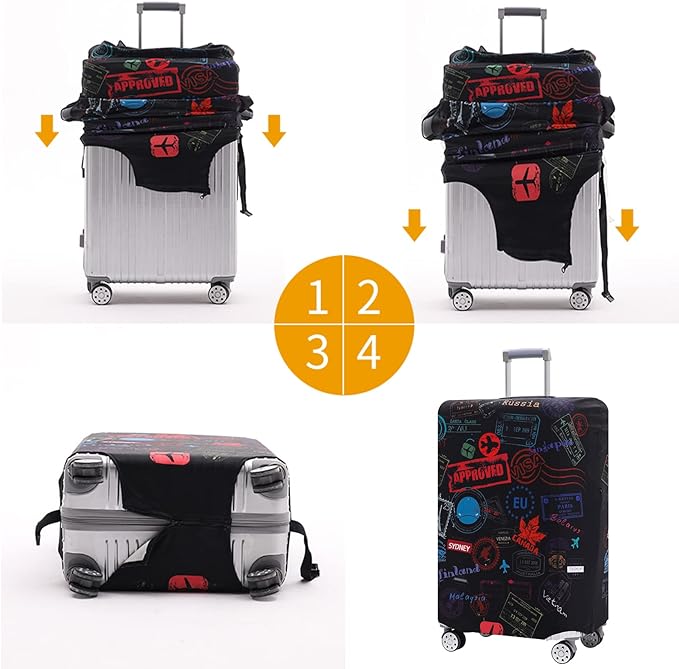 Luggage Cover Suitcase Cover Suitcase Protector Fit 26-28 Inch Luggage (Go travel world -L)