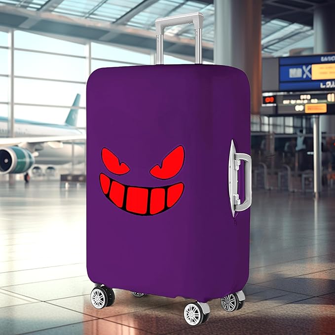 Travel Luggage Cover Thicker Spandex Suitcase Protector Elastic Washable Baggage Covers (S (for 19-20 inch luggage), Purple Eye)