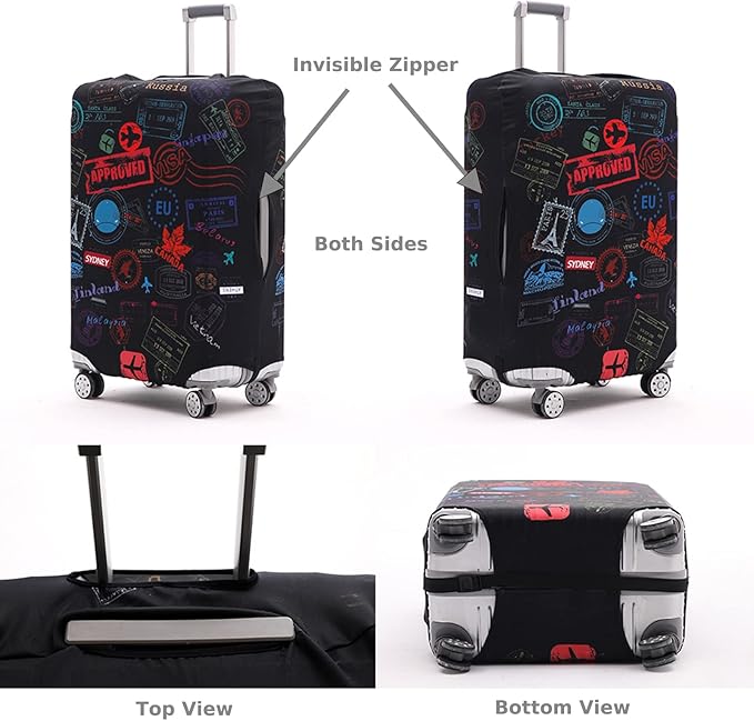 Travelkin Luggage Covers With Tag For Suitcases Tsa Approved,Suitcase Covers Protector Fit 18-32 Inch Luggage S(18-21inch suitcase)