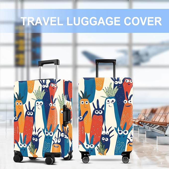 Carrot Luggage Cover Washable Suitcase Protector Anti-Scratch,Stretchable Fit for 20-34Inch Luggage Durable Travel Bag Cover with Zipper Closure (XL(32-34inch suitcase))
