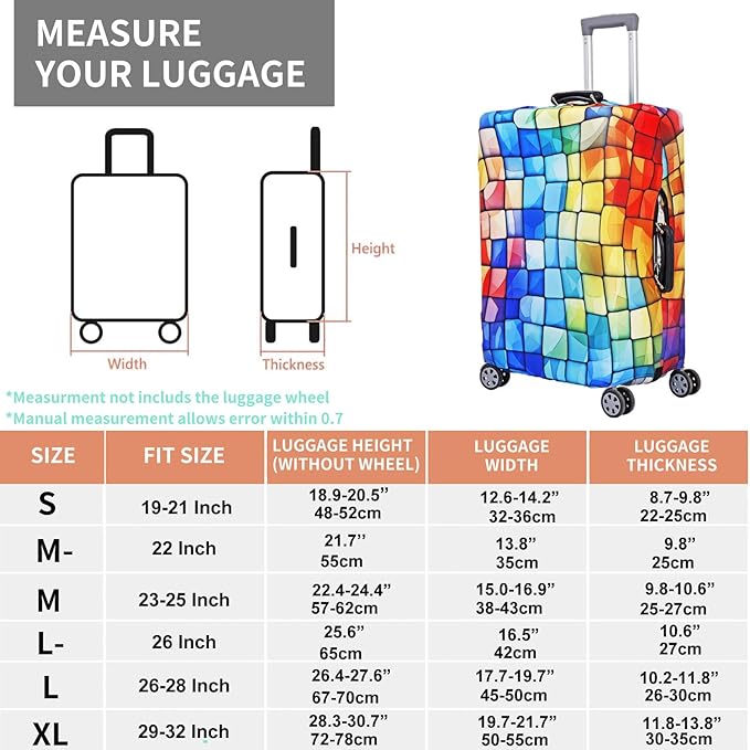 MosaiRudo Travel Luggage Covers For Suitcase Tsa Approved,Suitcase Cover Protector Fit 18-32 Inch Luggage Travel Accessories (T2501, M)