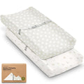 2-Pack Organic Changing Pad Covers for Girl, Boy, Neutral - 100% Cotton Changing Table Pad Cover, Soft Baby Nursery Diaper Changing Pad Sheets, Contour Changing Pads Liners, Change Pad Cover (Meadow)