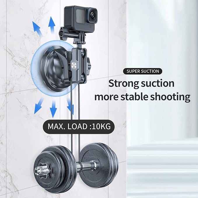 TELESIN Suction Cup Car Mount with Phone Holder, Windshield Window Dashboard Boats Vehicle Attach for DJI Action 5 Pro Action 4 3 GoPro Max Mini Hero 13 12 11 10 9 8 Insta360 X5 X4 X3 Ace Pro Pocket 3
