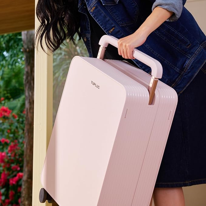TUPLUS 20” Carry-On Hardside Luggage Lightweight ABS Travel Suitcase with Wide Handle Spinner Wheels TSA Combination Lock, Balance Series 2.0, Sakura Pink
