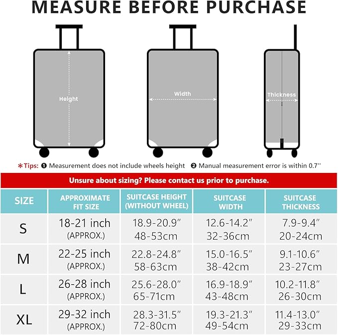 TRAVELKIN more than travel Luggage Covers For Suitcase Tsa Approved,Suitcase Cover Protector Fit 18-32 Inch Luggage