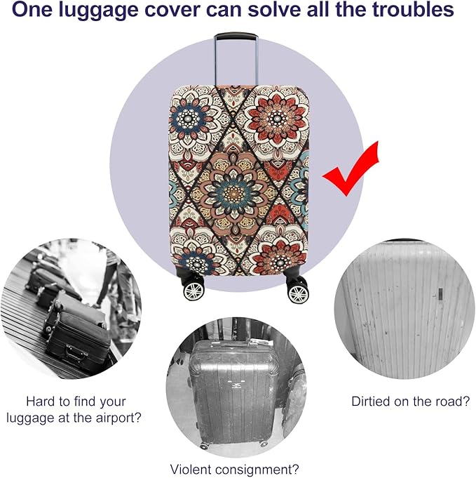 7-Mi Travel Trolley Case Cover Protector Suitcase Cover 22"-24" Trolley case Luggage Storage Covers for Men Women, Retro
