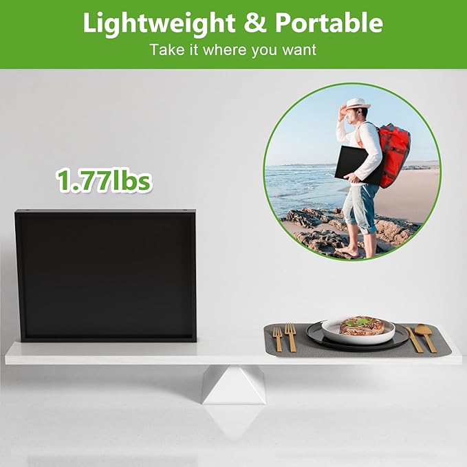Bed Tray Table with Folding Legs,Bamboo Breakfast in Bed for Kitchen Serving Tray,Sofa,Used As Laptop Desk Snack Breakfast Tray (Black, Medium)