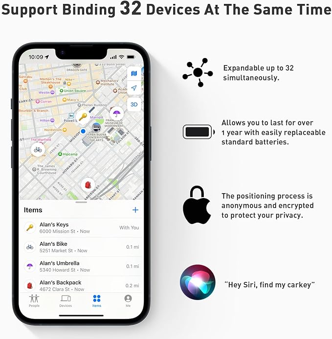 Air Tracker Tags-2 Pack [Apple MFi Certified] (iOS Only), Smart Bluetooth Tracker, Compatible with Apple Find My, Item Locator for Keys, Luggage, Wallet, Suitcase, Bags, IP67 Waterproof