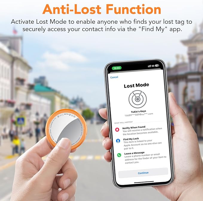 2025 New [Apple MFi Certified] (iOS Only) Air Tracker Tag-4 Pack, Bluetooth Tracker for Apple Find My, Replaceable Battery, Key Finder and Item Locator Smart Tag for Keys, Bags, Luggage, Pet, (Orange)