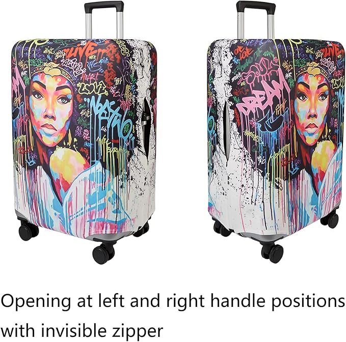 WUJIAONIAO Travel Luggage Cover Baggage Suitcase Cover Protector Skins 18-32 Inch (Graffiti A8, L (for 25-28 inch luggage))