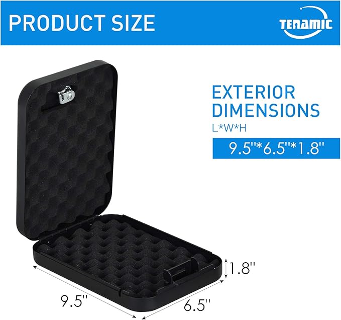 Tenamic Pistol Safe, Portable Travel Gun Safe, Solid Steel Handgun Lock Box for Home, Gun Safes for Car, Black