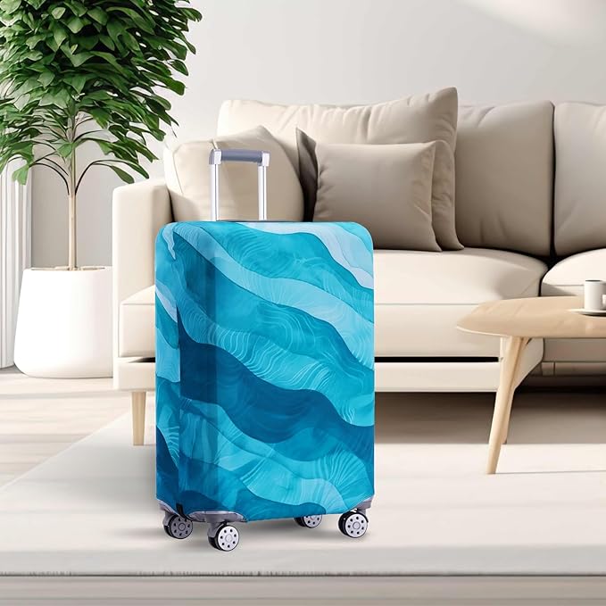 Travelkin Luggage Covers For Suitcase Tsa Approved,Suitcase Cover Protector Fit 18-32 Inch Luggage (Blue Wave, XL)