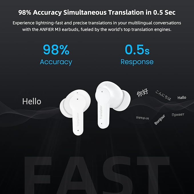 M3 Translator Earbuds Language Translator Device Sliding Design Support 144 Languages & Accents Translation Wireless Translator Device with APP Fit iOS & Android