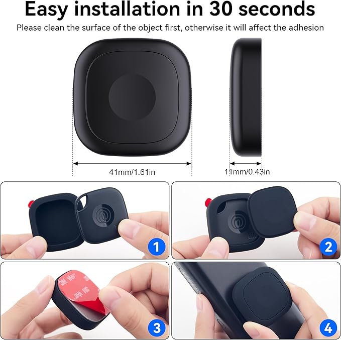 4 Pack for Tile Life360 Mate 2024/2022 Bluetooth Tracker Adhesive Mount, Silicone Waterproof Case with 3M Adhesive Sticker Stick on Car/Bike/Luggage, Hidden Tile Mate Full Protective Holder Anti-Lost