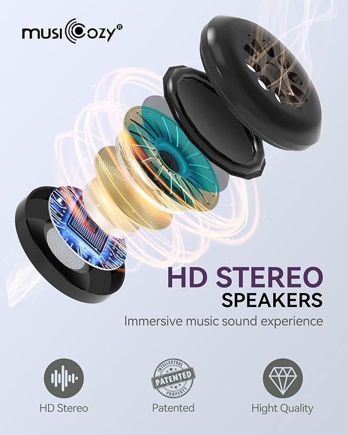 MUSICOZY Sleep Headphones Bluetooth 5.4 Headband Headphones Super Soft & Breathable, Wireless Sleeping Eye Mask Earbuds Earphones for Side Sleepers Mom Women Cool Tech Gadgets Gifts