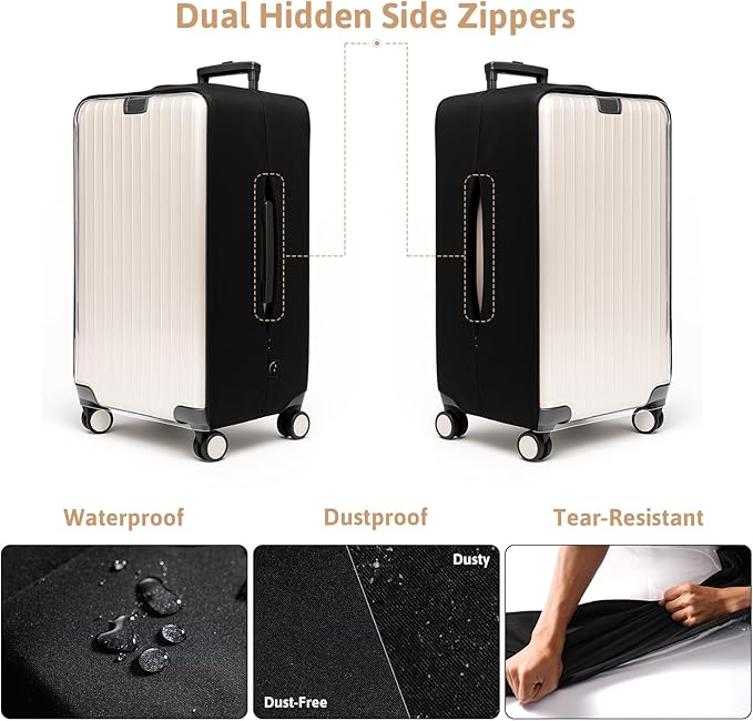 OrgaWise Clear Luggage Cover, For Suitcase Tsa Approved Transparent TPU Suitcase Cover Protector Fit 22-24 Inch Luggage