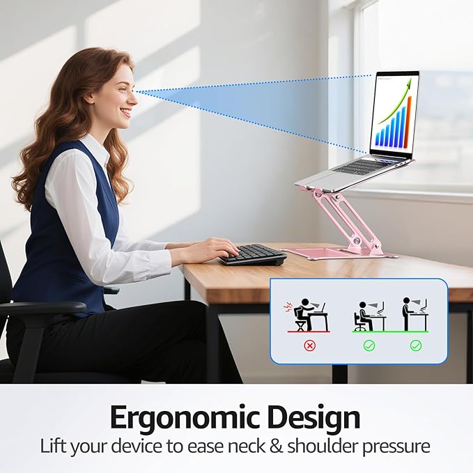Urmust Laptop Stand for Desk Aluminum Computer Stand Riser Holder for Laptop Compatible with MacBook Air Pro, Dell, HP, Lenovo Samsung, Alienware All Laptops 11-15.6"(Black)