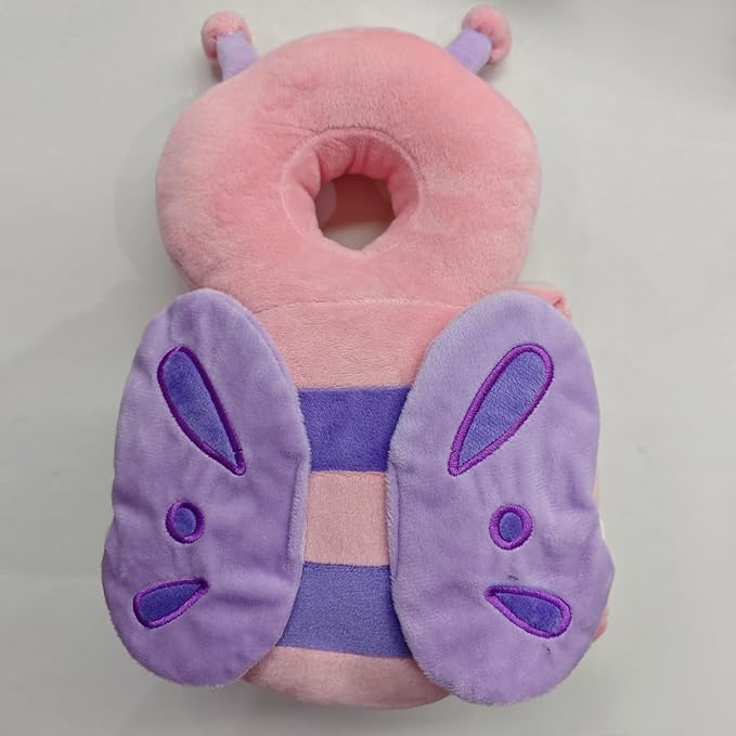Baby Head Protector Backpack, Toddler Padded Carrier With Elasticated Wear (Pink Butterfly)