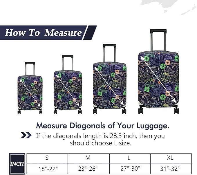 HYPER VENTURE Washable Luggage Cover - Fashion Suitcase Protector Fits 23-26 Inch Luggage (Urban Passport, M)