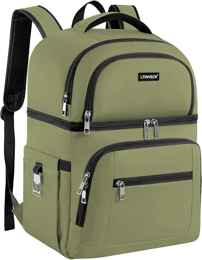 Cooler Backpack,Insulated Backpack Cooler Leakproof Double Deck Cooler Bag for Men Women RFID Lunch Backpack