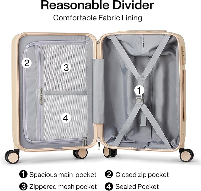 Hanke 28 Inch Luggage Large Suitcase with Spinner Wheels Tsa Luggage Hard Case Suitcases for Women Men Rolling Checked Luggage(Cuba Sand)