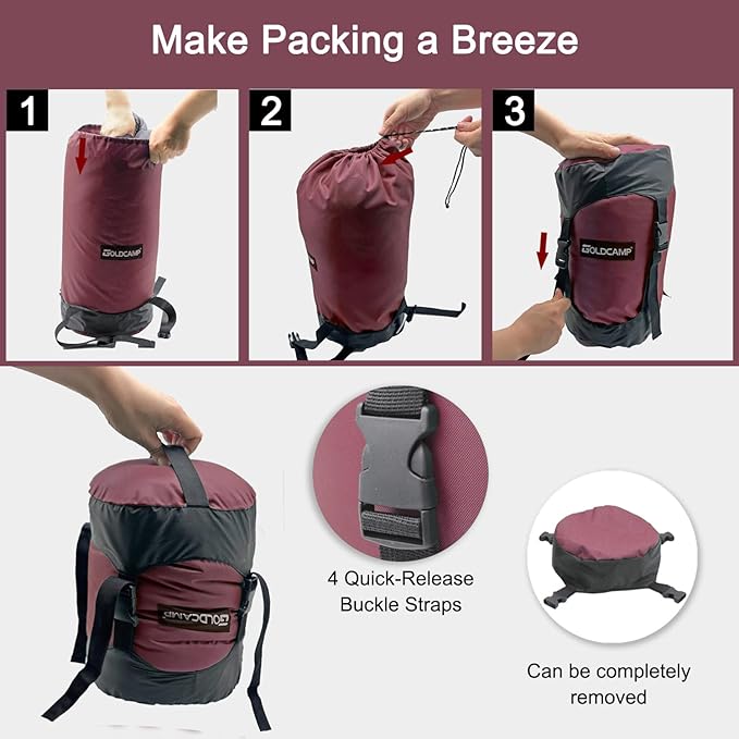 Outdoor Storage Stuff Sacks, Camping Gear Organizer (red, L)