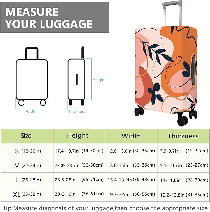 Travel Luggage Cover Suitcase Protector Fits 18-32 Inch Wheel Covers PatternedTravel Related Items Flower Luggage Protector Elastic L
