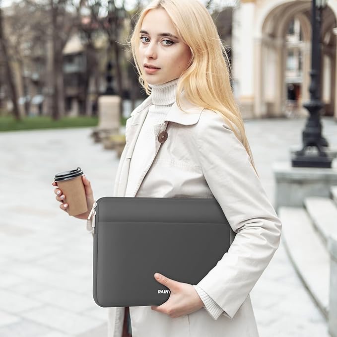RAINYEAR Laptop Sleeve Case 15.6 Inch, Protective Portable Case with Front Pocket, Briefcase Handbag Computer Carrying Bag Laptop Bag Compatible for HP, Dell, Asus, Lenovo, Notebook, Gray