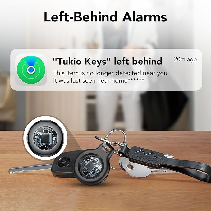 2025 New [Apple MFi Certified] (iOS Only) Air Tracker Tag-2 Pack, Bluetooth Tracker for Apple Find My, Replaceable Battery, Key Finder and Item Locator Smart Tag for Keys, Bags, Luggage, Pets, (Black)