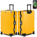 Krute Large Luggage 28 inch Zipperles Suitcase With Spinner Wheels USB Charger Hardside PC Aluminum Frame Luggages Checked Suitcases with TSA Lock (1 Piece)