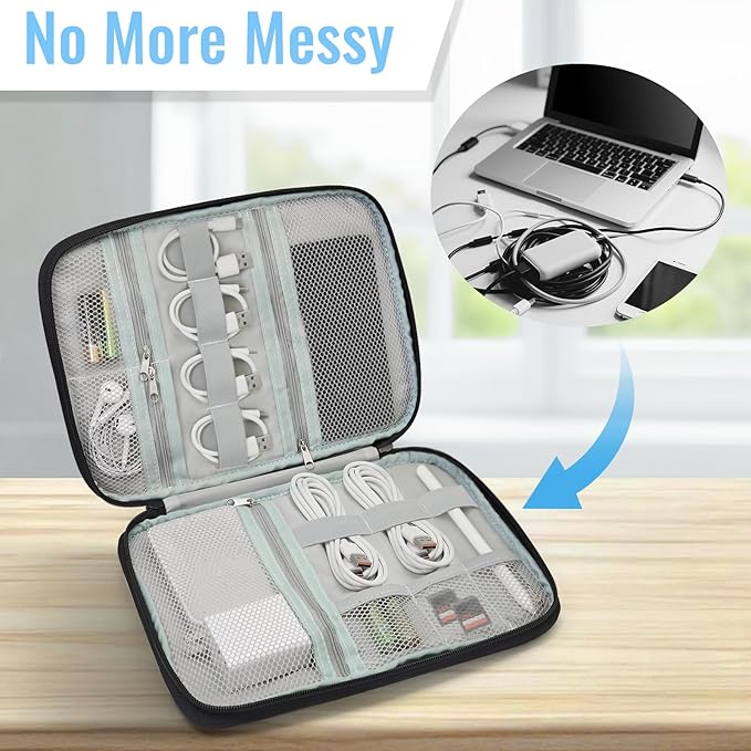 Custom Electronics Organizer Travel Case Customize Personalized Text Image Cable Charger Cord Tech Organizer Pouch Accessories Bag