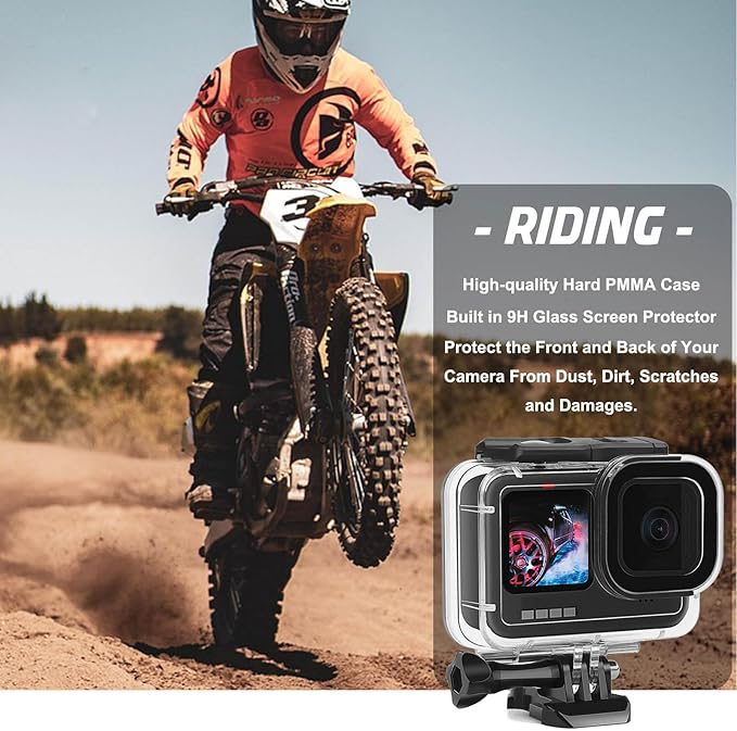 Compatible for Go Pro Hero 13 12 11 10 9 Black Waterproof Housing Case 60M/196FT Protective Underwater Diving Case Shell with Cameras Handle Mount Accessories Kit