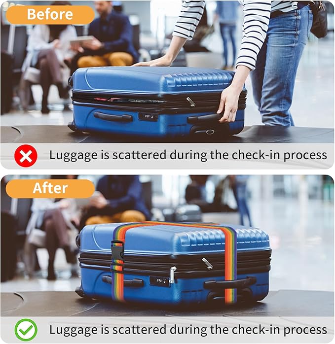 BILIONE Luggage Straps, 79" Long Belts Keep Suitcase Secure While Traveling, TSA Approved Add a Bag Premium Accessory for Travel Bag Closure (2PCS Pink)