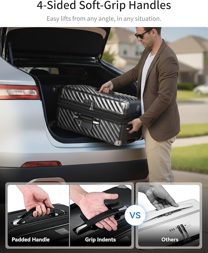 Trunk Luggage, Expandable PC Hard Shell Large Checked 28 Inch Suitcase with Shock - Absorbing Wheels & TSA Lock, Charcoal Metallic, 91L - 105L