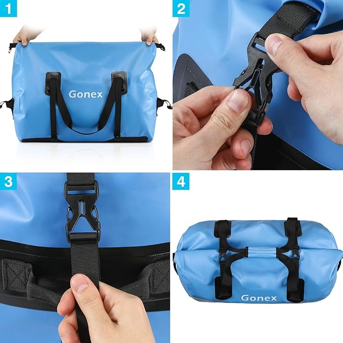 Gonex 40L 60L 80L Extra Large Waterproof Duffle Travel Dry Duffel Bag Heavy Duty Bag with Durable Straps & Handles for Kayaking Paddleboarding Boating Rafting Fishing