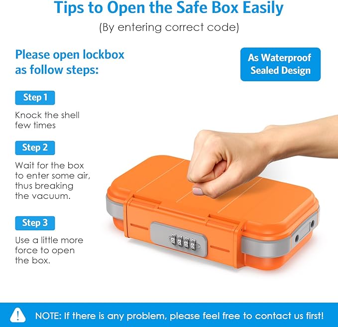 AMIR Portable Combination Lock Box, Security Case Lock Box with Code, Waterproof Anti-Theft Mini Travel Safe Box with Removable Chain, Portable Lock Box for Dorm Beach Hotel