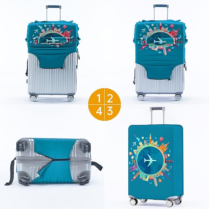 Travelkin Luggage Covers With Tag For Suitcases Tsa Approved,Suitcase Covers Protector Fit 18-32 Inch Luggage S(18-21inch suitcase)