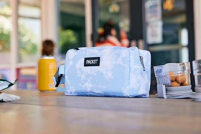 PackIt Freezable Snack Box, Spaceman, Built with ECOFREEZE Technology, Collapsible, Reusable, Zip Closure with Buckle Handle, Great for All Ages and Fresh Snacks on the go