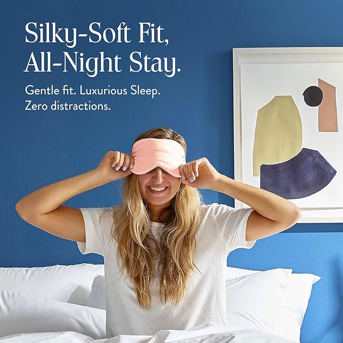 Brooklinen Silk Eye Mask for Sleeping – Blush Pink, 100% Mulberry Silk Sleep Mask with Soft Elastic Strap, Machine Washable, Breathable & Cool-to-The-Touch – Ideal for Sleeping & Traveling