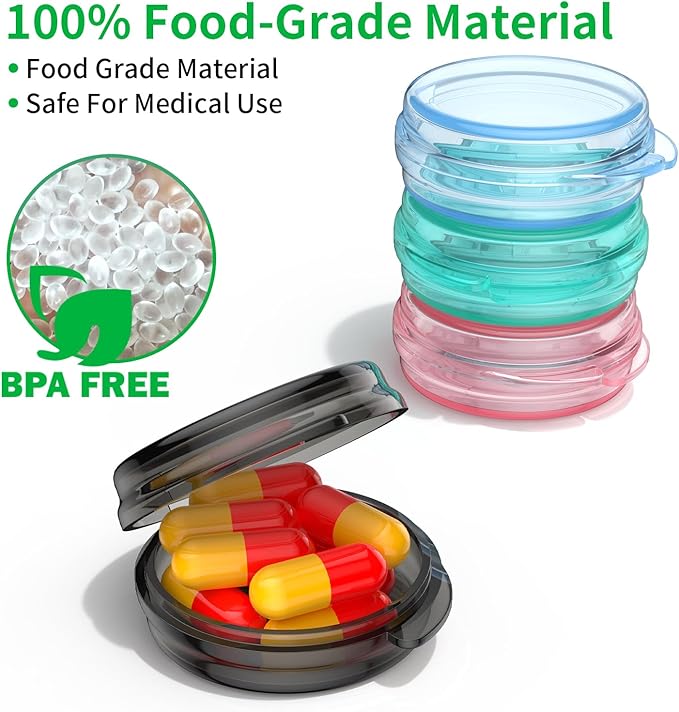 Small Pill Box, (4 Pack) Travel Pill Case Portable Daily Pill Organizer Mini Medicine Storage Container for Pocket Purse Cod Liver Oil Storage Box Earplug Case