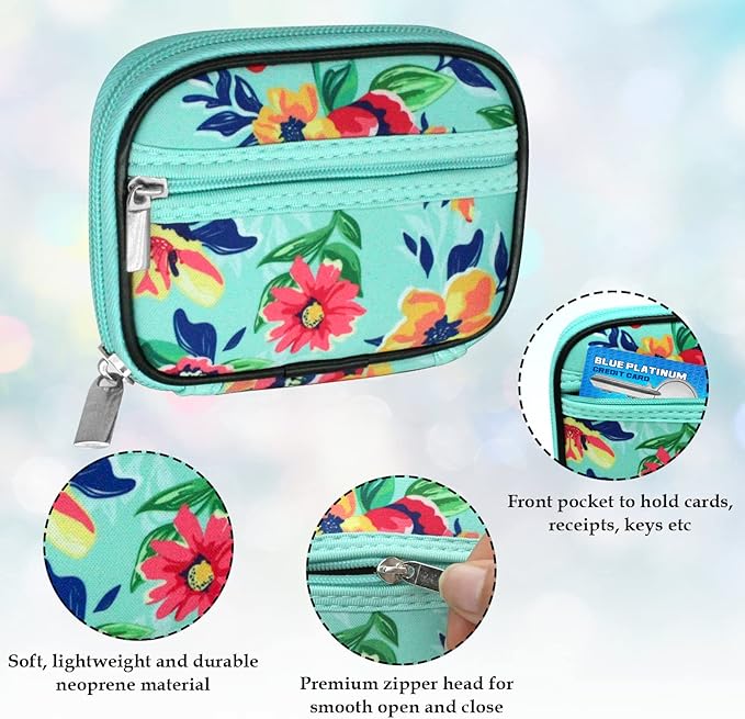 Serfeymi Weekly Travel Pill Organizer Pill Case for Purse with Removable 7 Day Pill Box, Fashionable Travel Medicine Organizer Pill Container for Medicine, Vitamin, Supplement - Green 01 + Pill Box